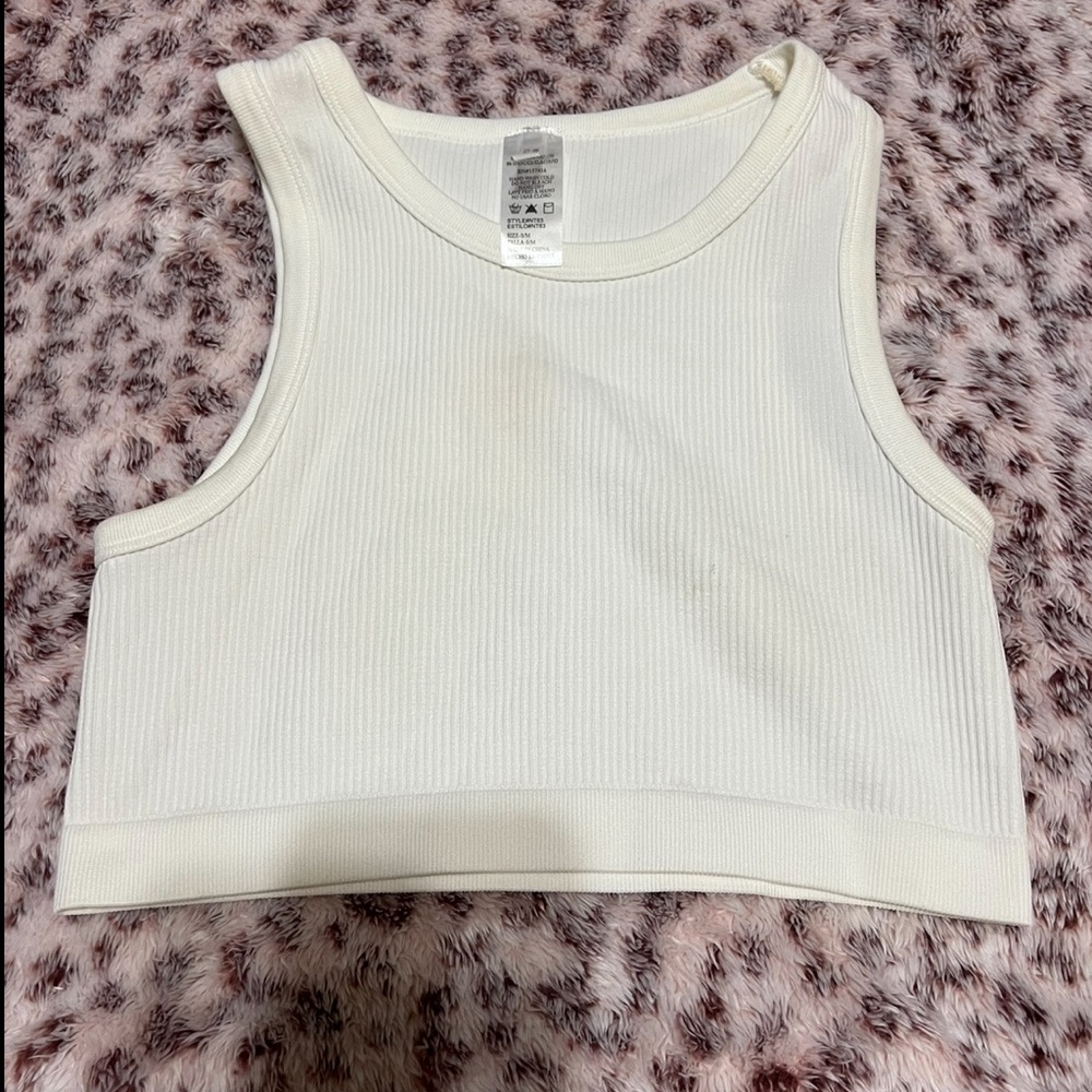 White Ribbed Tank Top